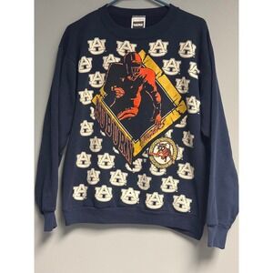 Vintage Tultex Auburn Tigers Football Crewneck Sweatshirt Large Navy Unisex 90'S